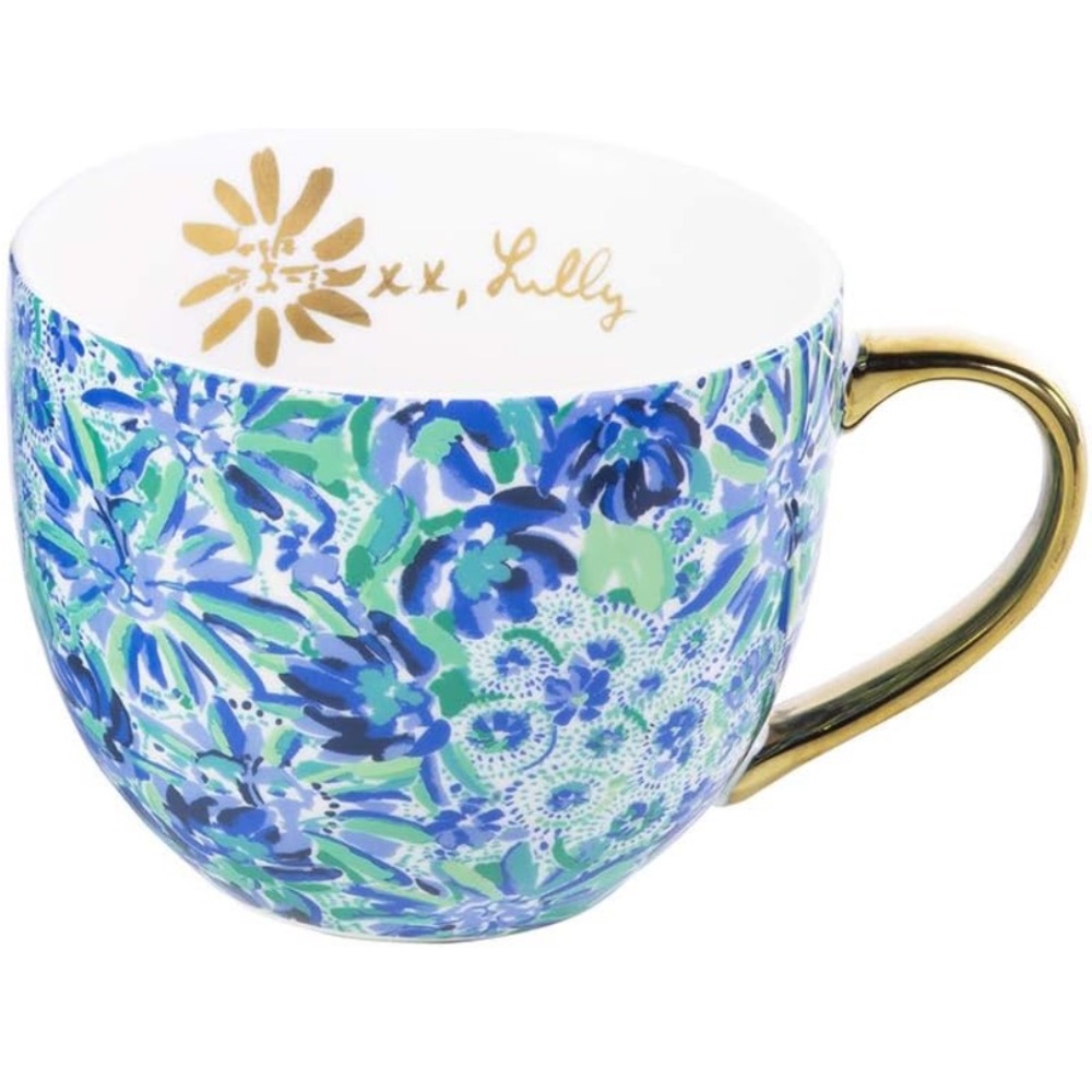Lilly Pulitzer 12 Ounce Blue Ceramic Coffee or Tea Mug